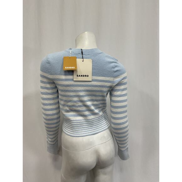 Sandro 'Striped' Blue Cardigan Size 2 - NWT - Picture 3 of 5